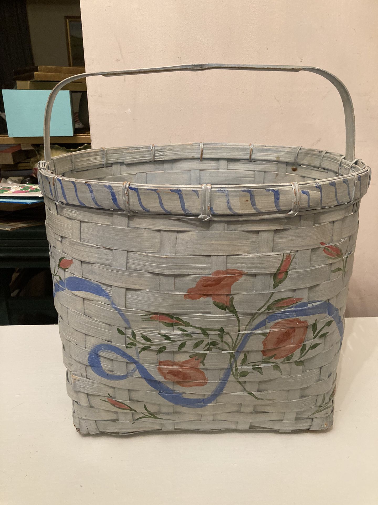 Hand Painted Vintage Basket 