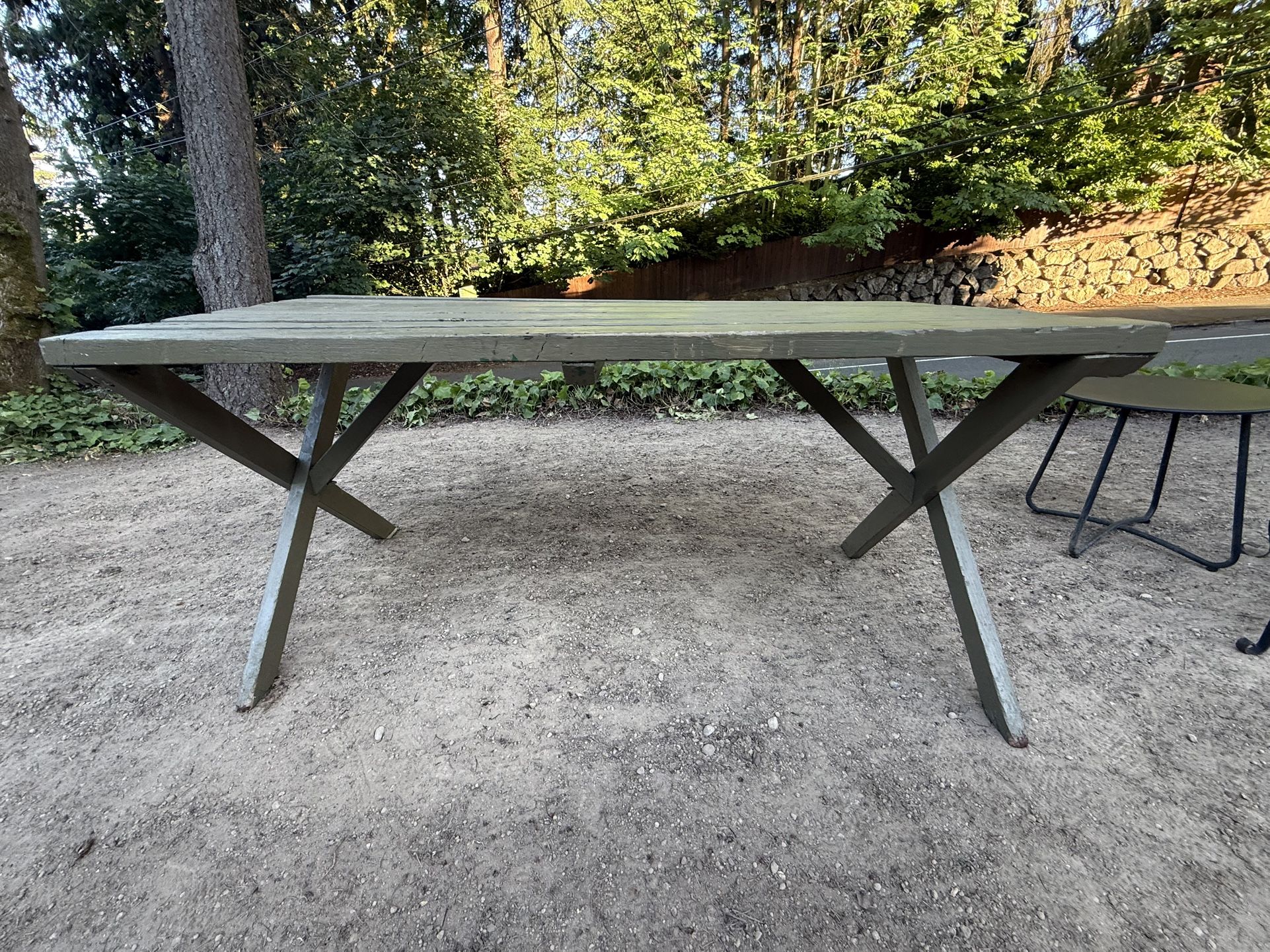 Vintage green picnic table