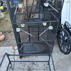 Large Bird Cage And Stand With Wheels 