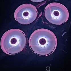 Lot of 6 120mm Pink Vetroo PC Case Fans w Fan Hub and Remote