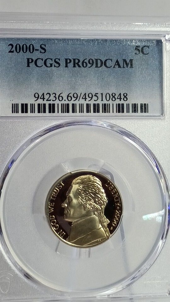 2000-S Jefferson Nickel PCGS PR69DCAM #848 Transparent Pricing