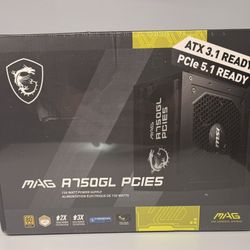 MSI MAG A750GL PCIE5 750W Power Supply – NEW (ATX 3.1, PCIe 5.1)