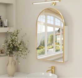 20 × 30 Medicine Cabinet with Mirror, Gold Bathroom Mirror with Storage,Metal Framed Medicine Cabinet Wall Mount with Adjustable Shelves for Bathroom 