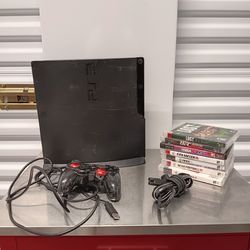 PS3 Slim With Games And Controller 