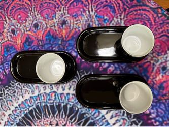 Vintage Michael Graves Ceramic Snack Sets - Postmodern 3pc Tray & Cup Set