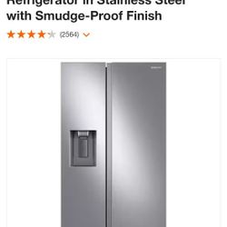 Samsung 36" modern side by side refrigerator
