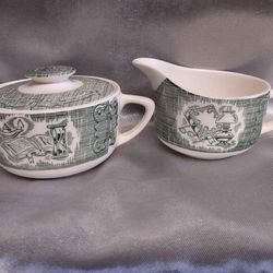 Vintage Royal China Creamer & Sugar Bowl with Lid