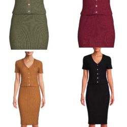 Mothers Day Gift Beautiful 2 Piece Dress Knit Top Bottom Set 