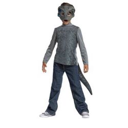 Kids' Jurassic World Blue Dinosaur Halloween Costume Tunic; Size: S (4-6)