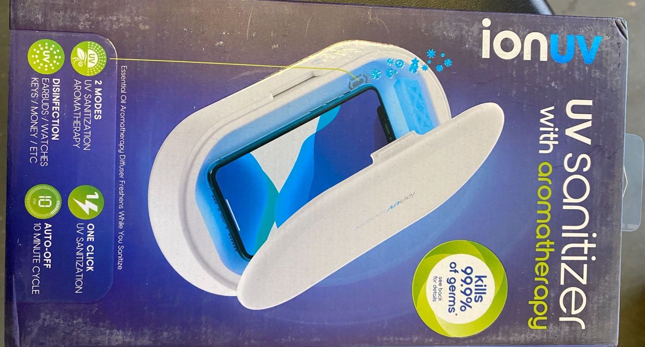 Ionuv UV saintizer with aromatherapy kills 99% of germs. Amazon open box never u