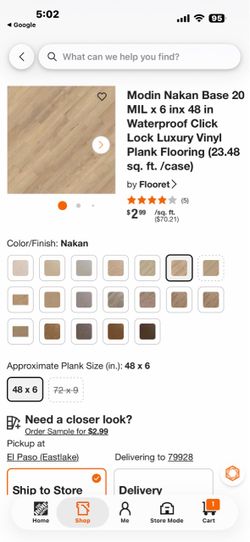 Flooret Modin Nakan Base 20 MIL x 6 inx 48 in Waterproof Click Lock Luxury Vinyl Plank Flooring (23.48 sq. ft. /case)