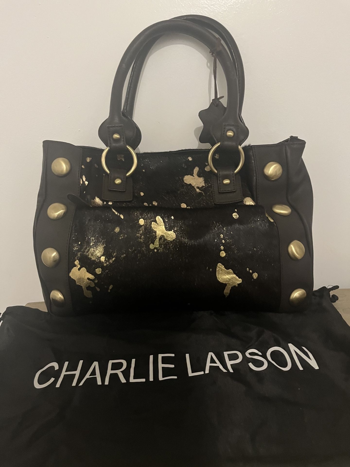 Charlie Lapson Faux Cow Fur Purse