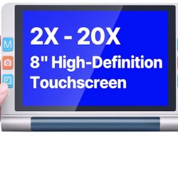 VEVOR Portable Digital Magnifier, 8-inch Touchscreen Electronic Video Magnifier for Low Version, 2X - 20X