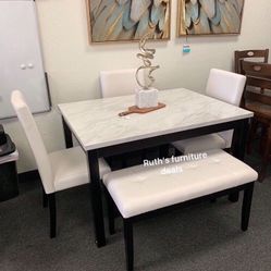 Beautiful 5-Pc White Dining Set