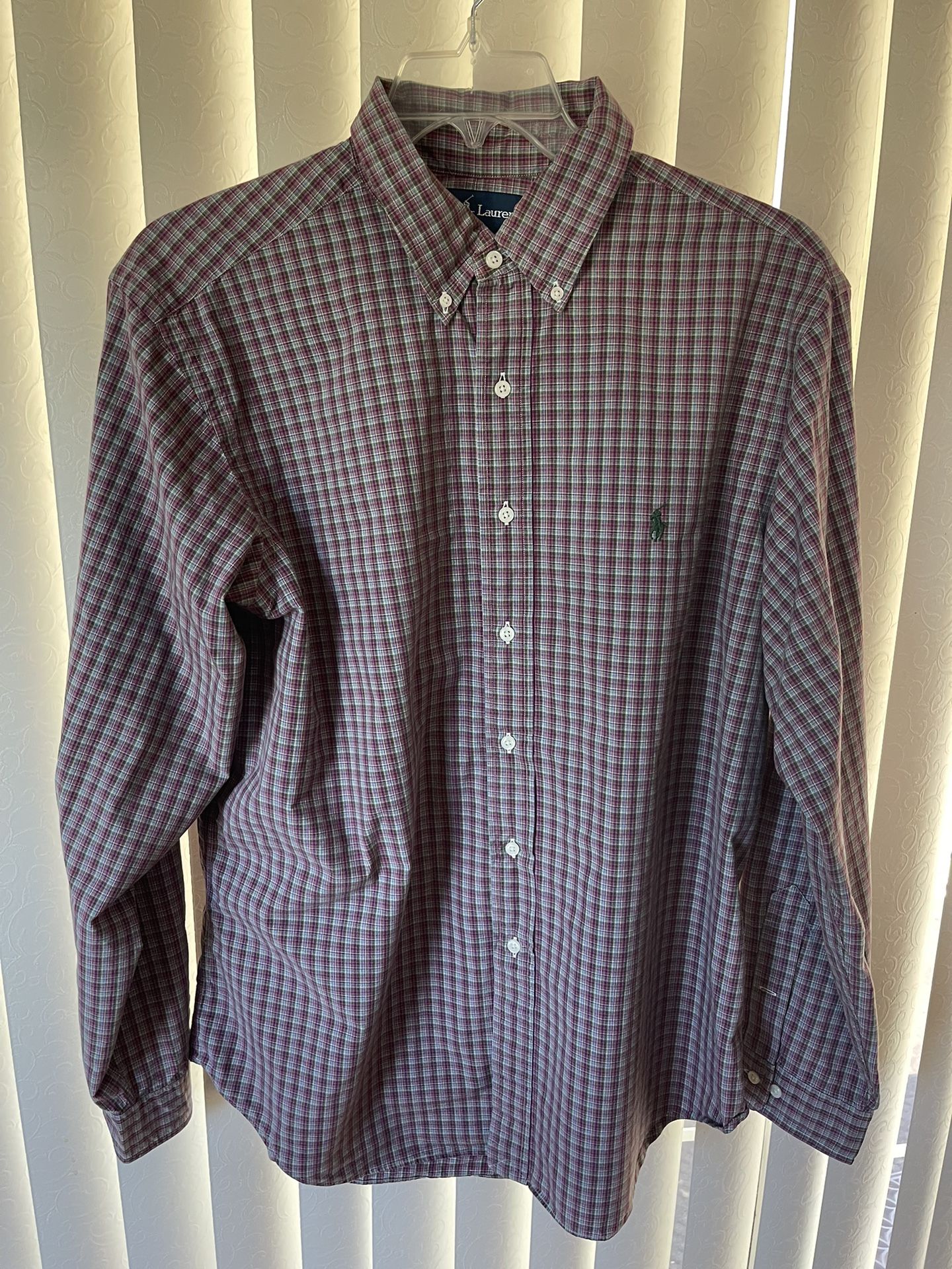 Ralph Lauren Mens Long Sleeve Button Down Shirt Red Multicolor Plaid 17 / XL