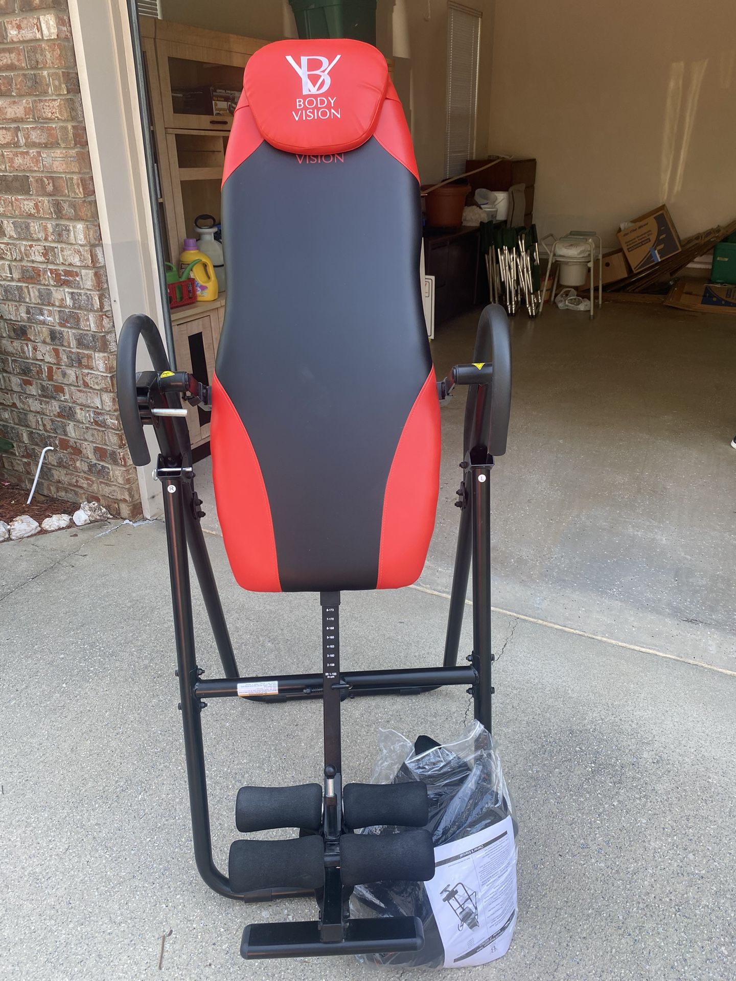Body Vision IT9825 Deluxe Inversion Table with Head Rest Support Pad, Heavy Duty (up to 250 lbs.), Red - Compare @$200