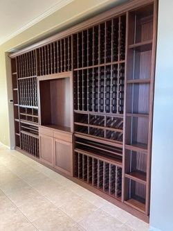 Large Built-In Wood Wine Rack Cabinet