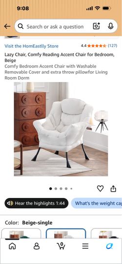 HomEastlly Beige Accent Reading Chair