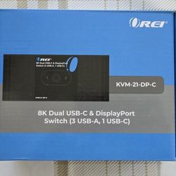 OREI 2x1 8K DisplayPort & USB-C KVM Switch