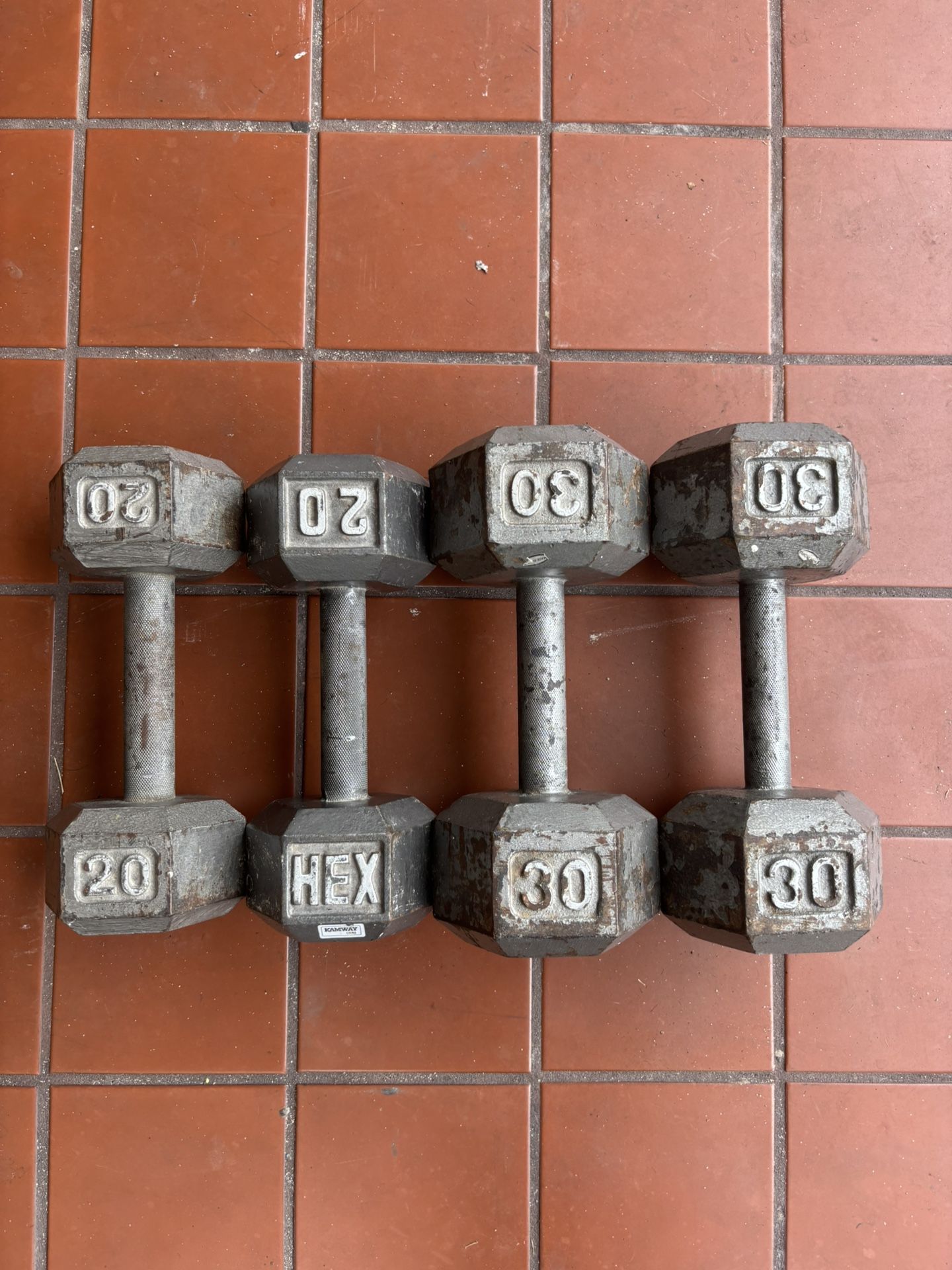 Pairs Of Full Steel Dumbells 30s 20s