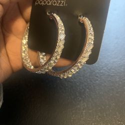 Silver Jeweled Hoop Earrings