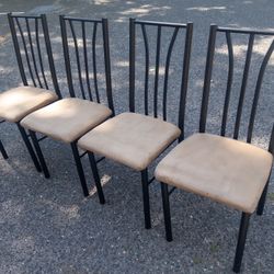 Set of (4) Upholstered Cushion Dining Side Chairs Black