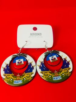 Haiti Flag Coat of Arms Earrings