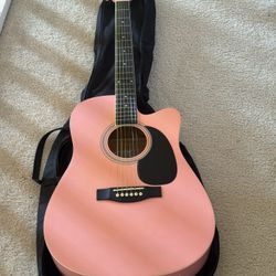 Pink Acoustic Guitar 