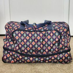 Vera Bradley Blue Lighten Up Wheeled Duffle Bag!