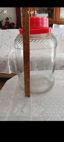 Large Fermentation Clear Glass Jar with Red Lid