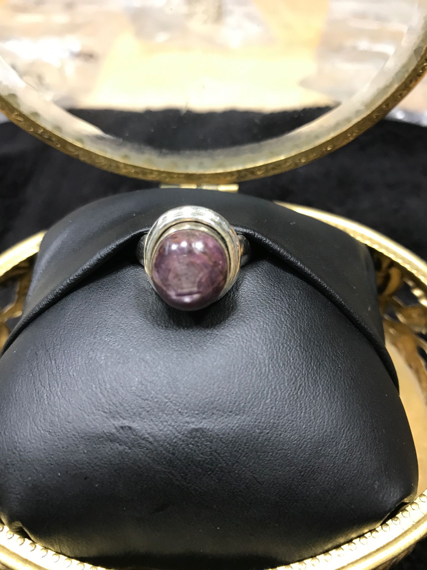 Sterling Silver Cabochon Ruby Ring - Sz 7