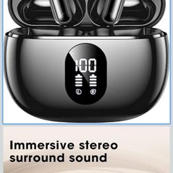 Wireless Earbuds, Bluetooth Ear Buds with Big Bass Stereo Sound, 48 Hours Playtime, Lightweight in-Ear Fit Earphones, IPX7, Hands-Free Calls with AI f