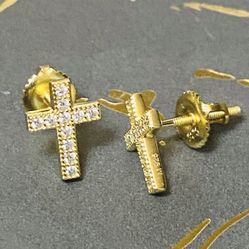 Cross Earrings Mosissanite 925 sterling Silver 