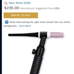 *** MILLER WELDCRAFT TIG TORCH 12.5ft LEAD & ADAPTER