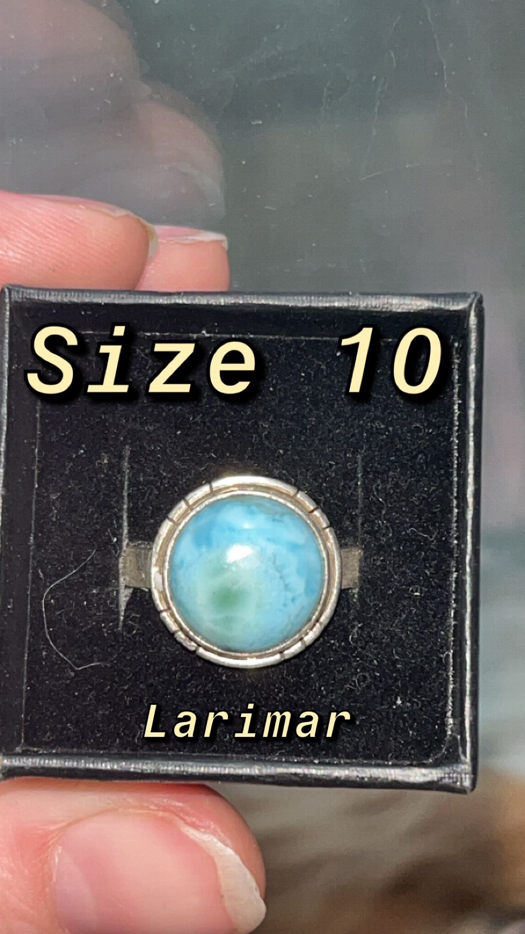 Blue Larimar Ring Sterling Silver 