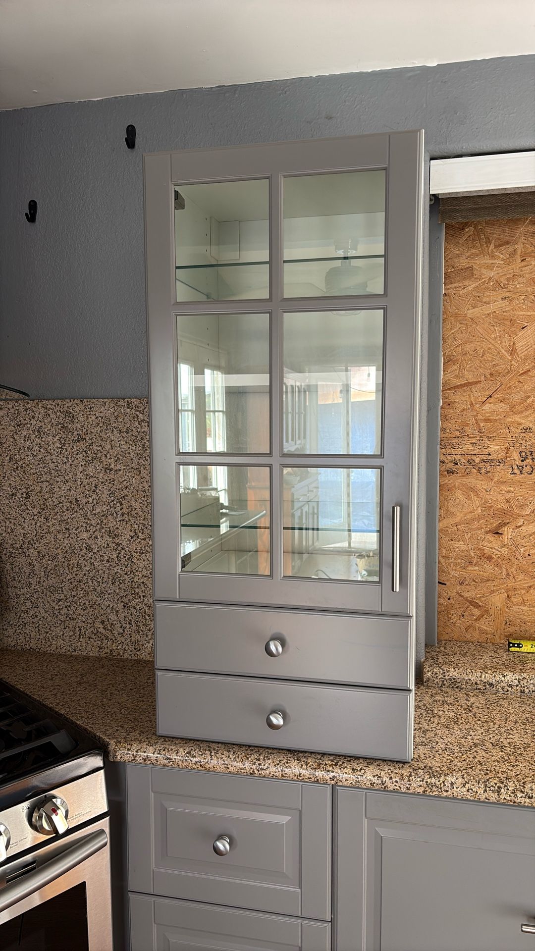 IKEA Bodbyn Countertop Glass Cabinet + 2 Drawers