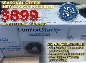 A/C Mini Split 12000 BTU 1 Ton, (With INSTALLATION)