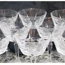 Set of 8 Vintage Crystal Tall Sherbet/Champagne/Cordial Glasses 4"w X 6”h