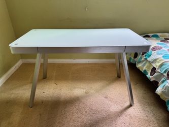 Desk - white glass top 24” x 47.5” w/drawer