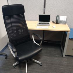 High Back Black Chair Or Small Office Desk Or Both. 