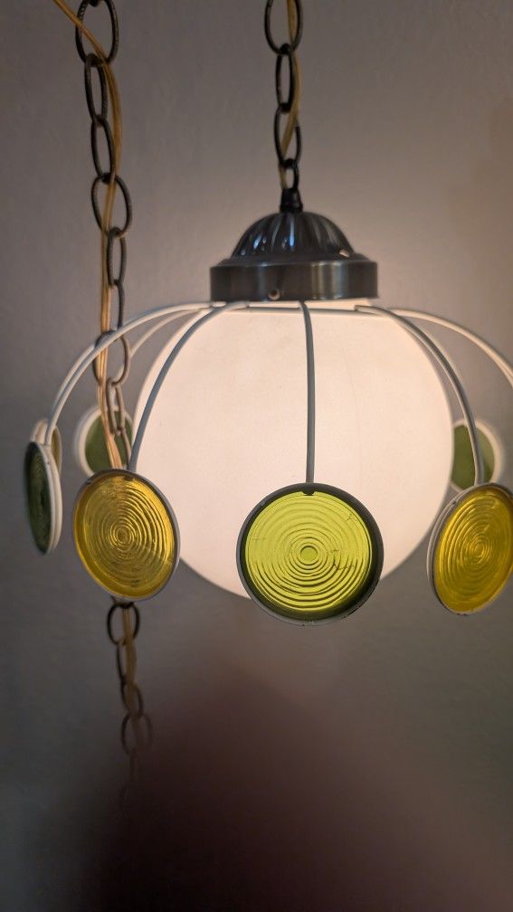 #1 Vintage Hanging Lamp 8in globe,