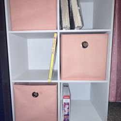 Small Cubby Shelf W/pink Bins