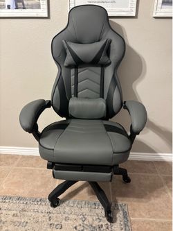 PU leather chair, 150 degree recline, footrest, lumbar support, headrest pillow, executive office gaming chair, ergonomic
