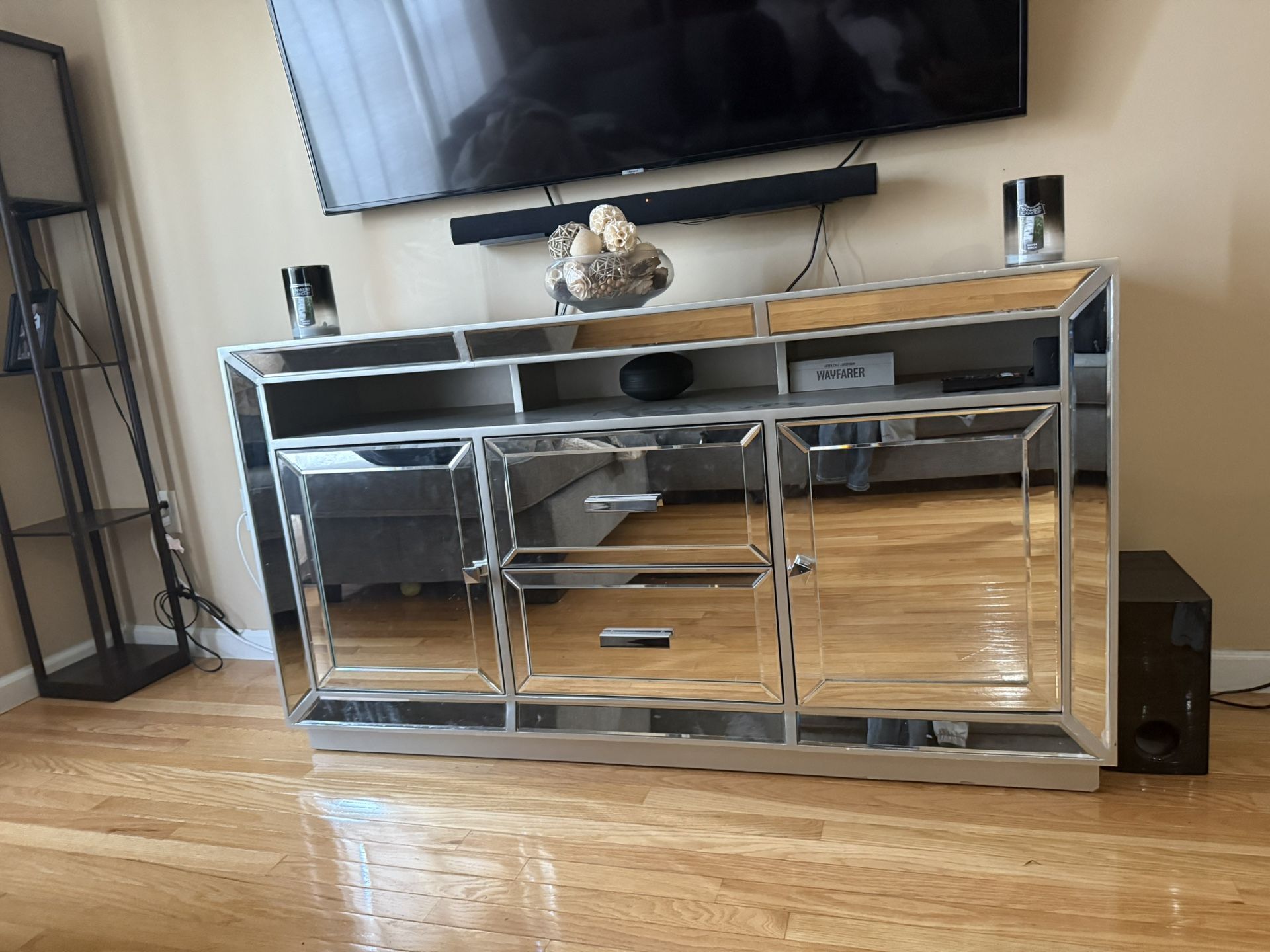Glass Mirror TV Stand 