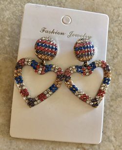 Gorgeous Rhinestone Multi Colored Heart Earrings