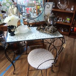 Furniture, Vintage, Vanity And Chair, Antiques, Clothing,