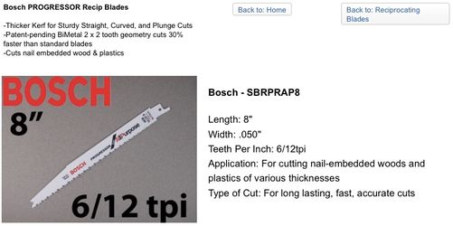 8inch Bosch wood DEMO blades