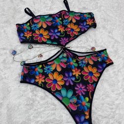 New 2xl flower bodysuit swimsuit festival rave edc daisy hippie outfit bikini