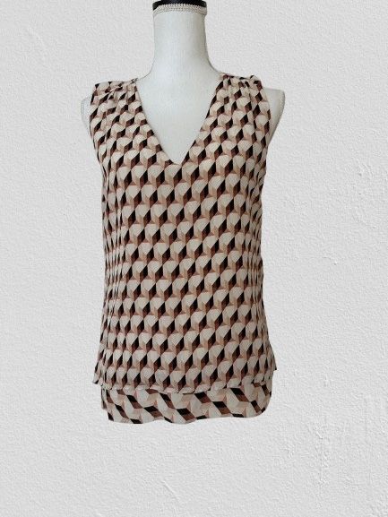 New Woman’s Silk Pink Brown Blouse, Sz M