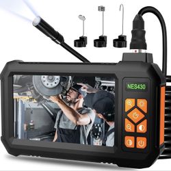 Endoscope Camera with Light, 1920P HD Borescope Inspection Camera with 4.3" IPS Screen, IP67 Waterproof with 8 LEDs & 16.5ft Semi-Rigid Snake Camera f